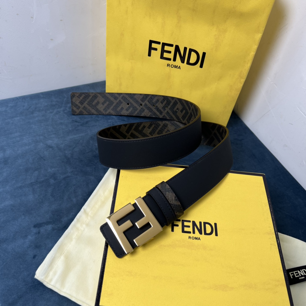 Fendi Reversible Black Leather Belt  - everydesigner