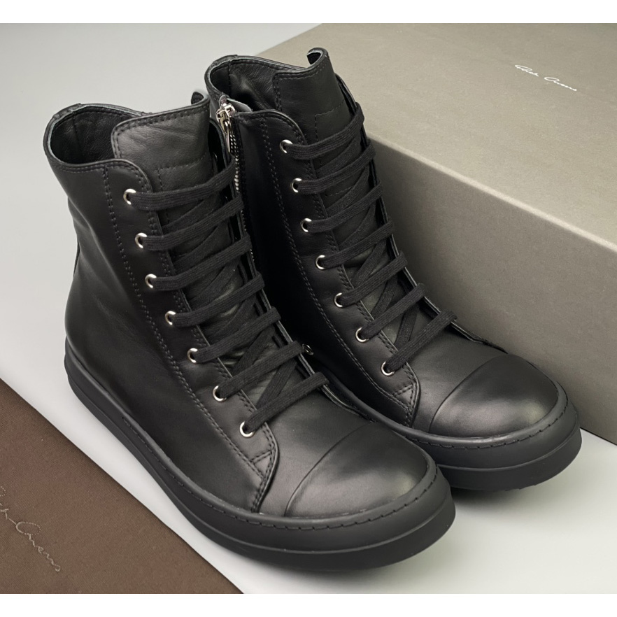 Rick Owens  Leather High Top Sneakers - everydesigner