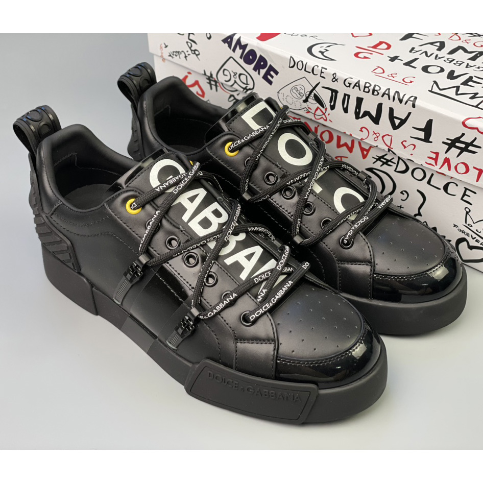 Dolce & Gabbana Portofino Sneakers In Calfskin And Patent Leather - everydesigner