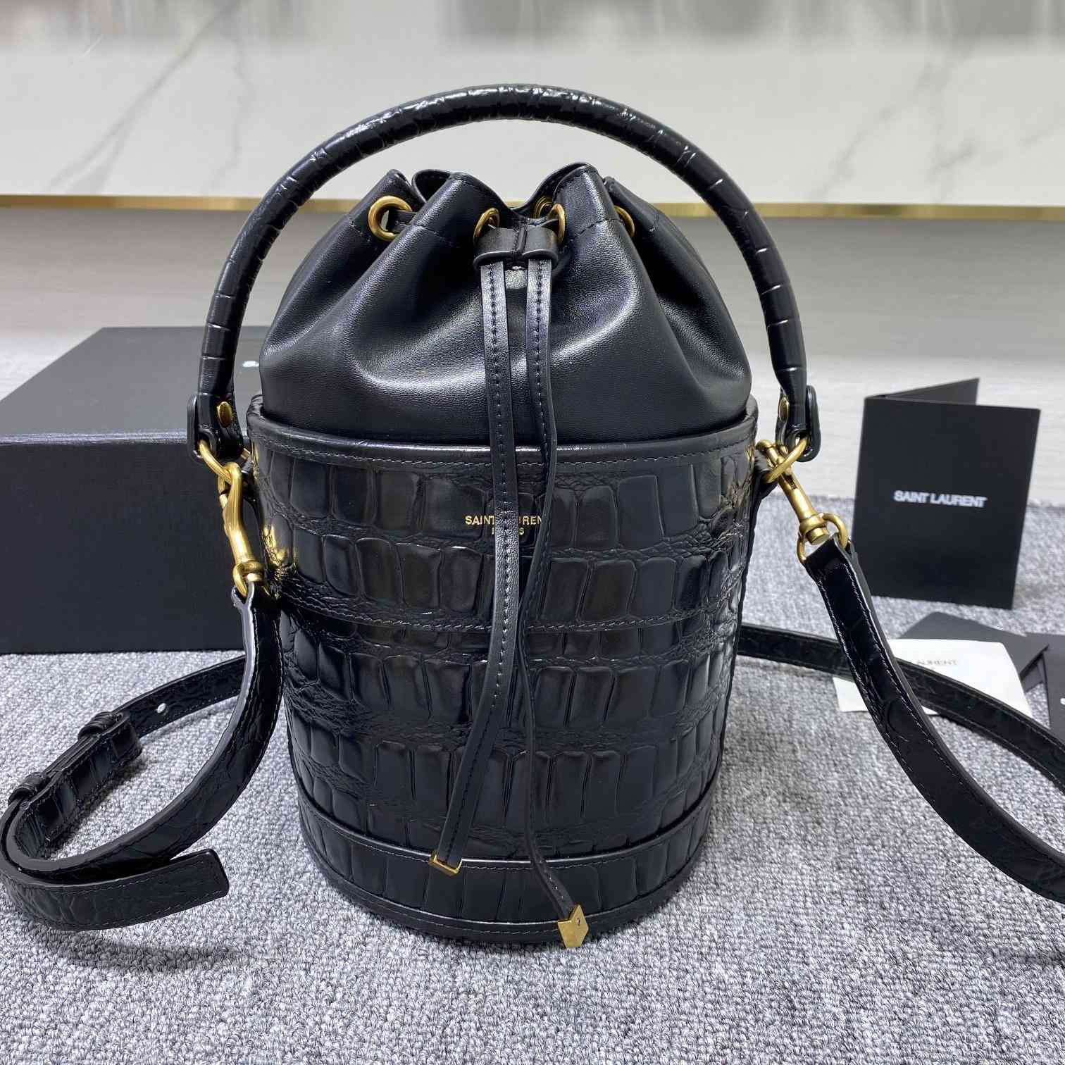 Saint Laurent Crocodile-effect Embossed Bucket Bag(16x26x16cm) - everydesigner