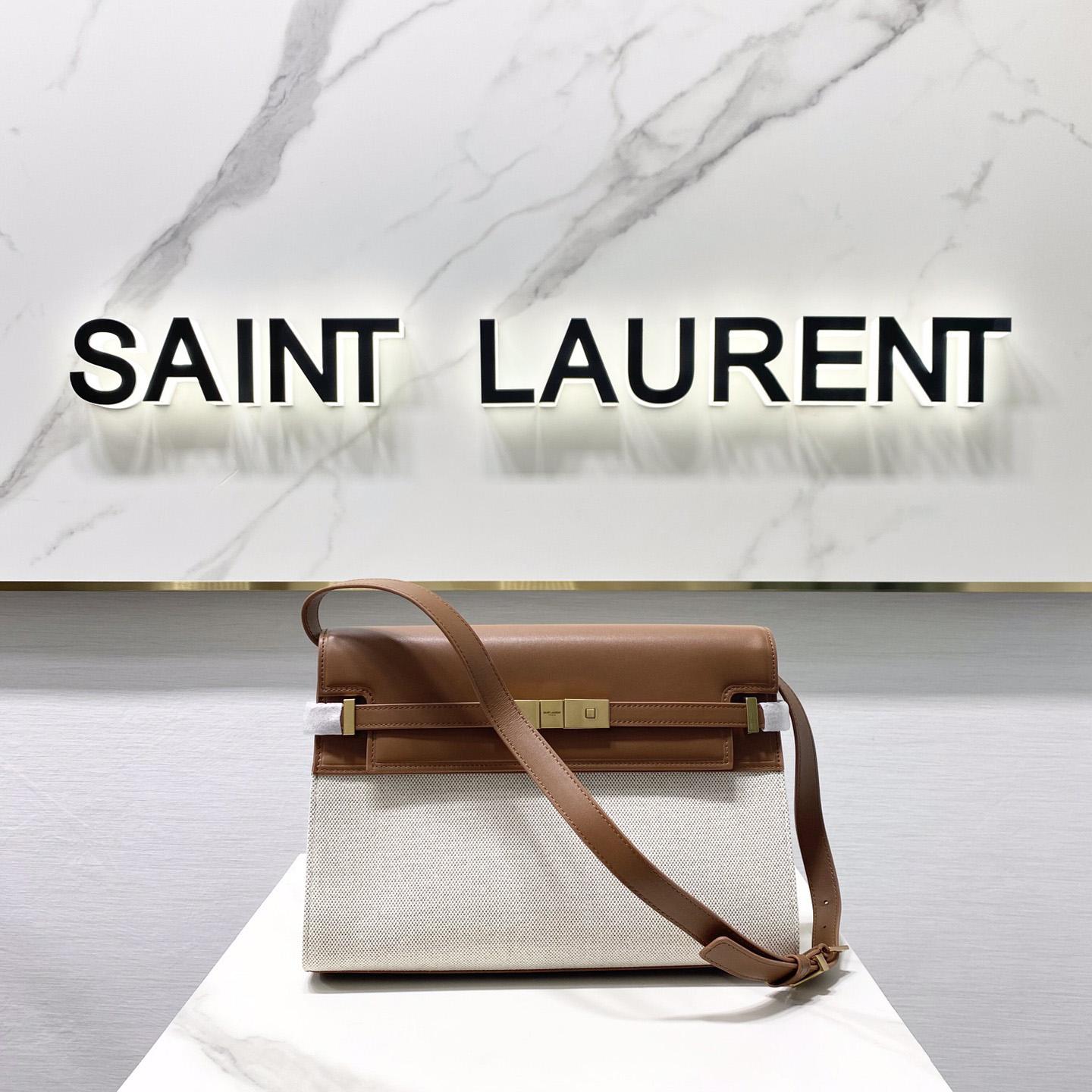 Saint Laurent Manhattan Shoulder Bag In Canvas And Leather - everydesigner