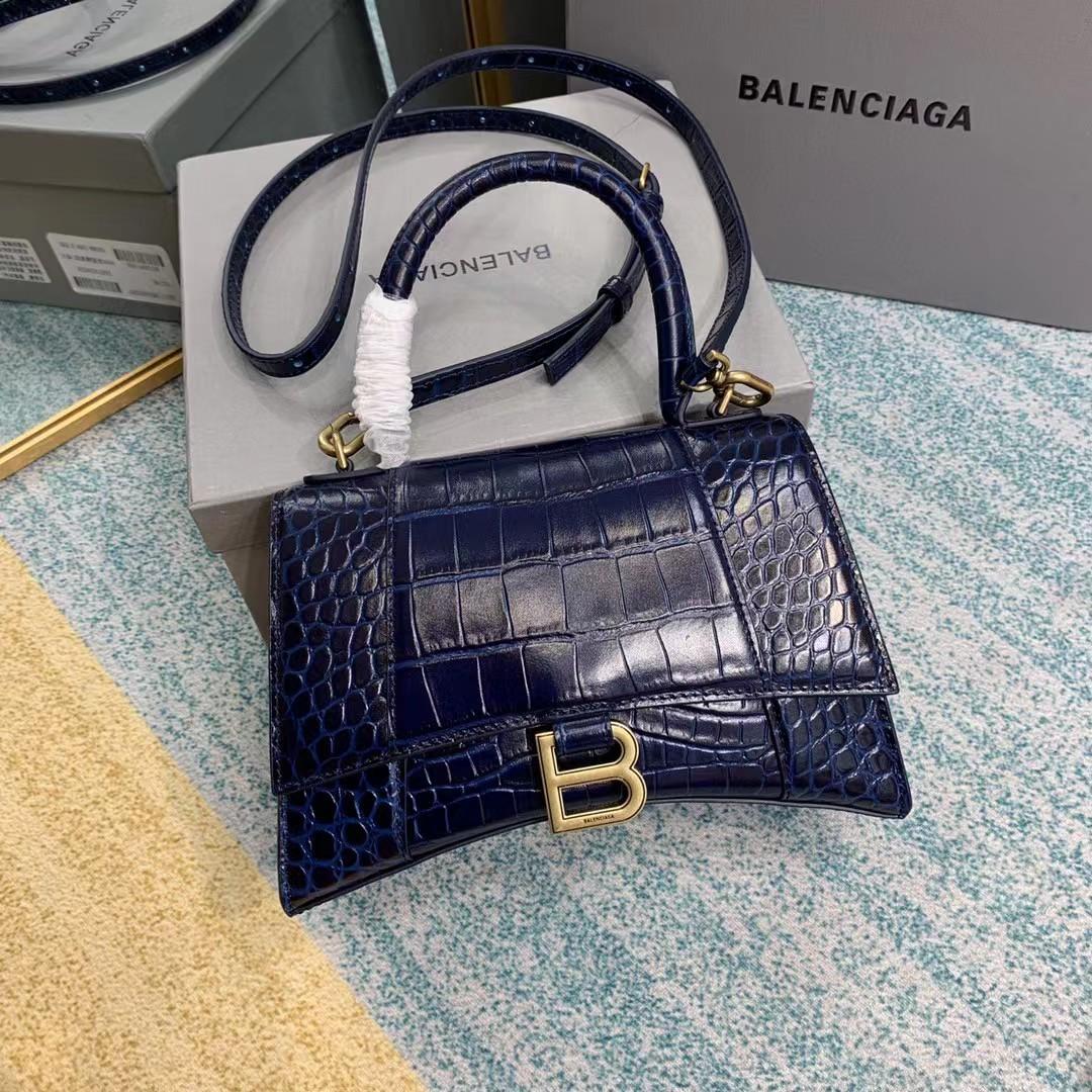 Balenciaga Small Hourglass Crocodile Effect Bag(23-15-10cm) - everydesigner