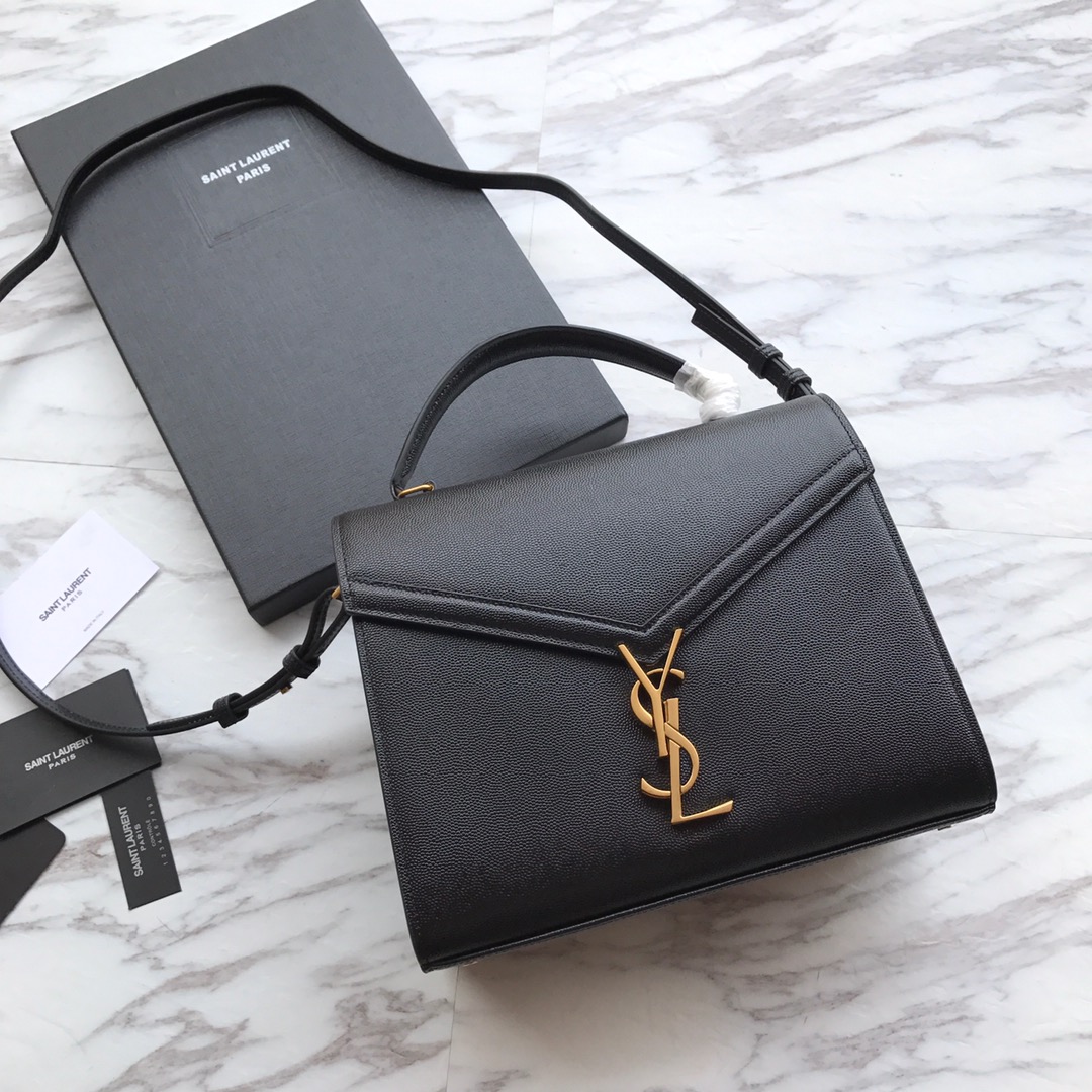 Saint Laurent Cassandra MIni Top Handle Bag In Grain De Poudre Embossed Leather - everydesigner