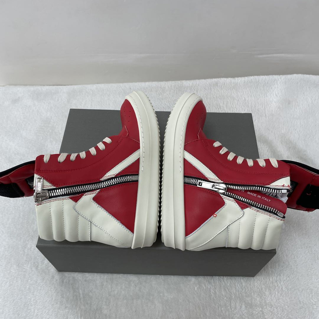 Rick Owens Red Geobasket High-Top Sneakers - everydesigner