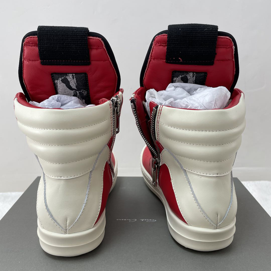 Rick Owens Red Geobasket High-Top Sneakers - everydesigner