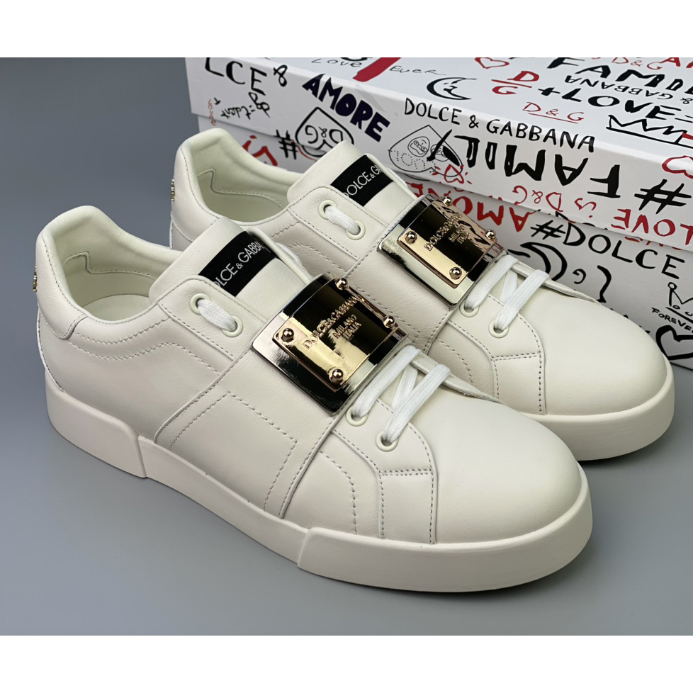 Dolce & Gabbana Calfskin Portofino Sneakers With Branded Tag - everydesigner