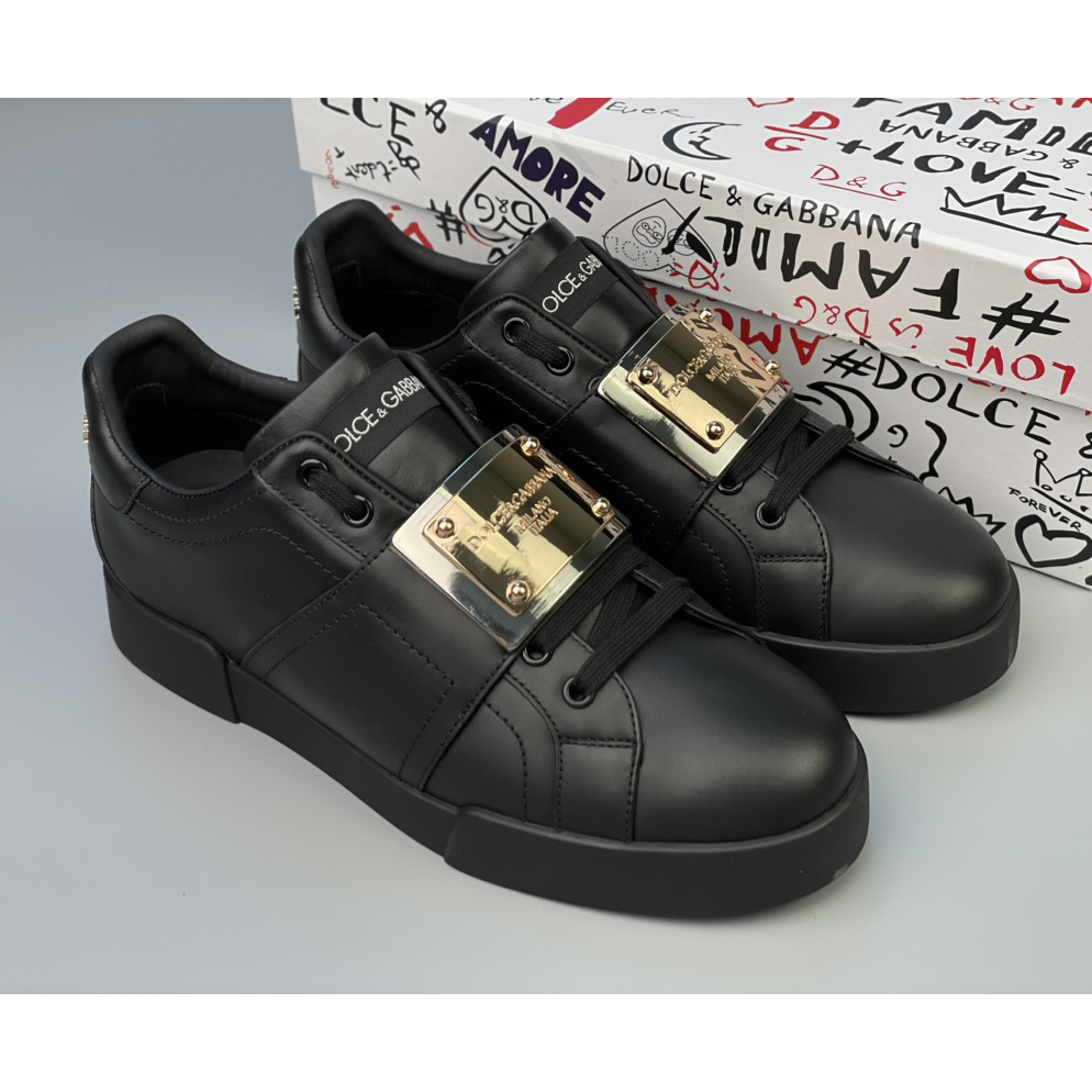 Dolce & Gabbana Calfskin Portofino Sneakers With Branded Tag - everydesigner