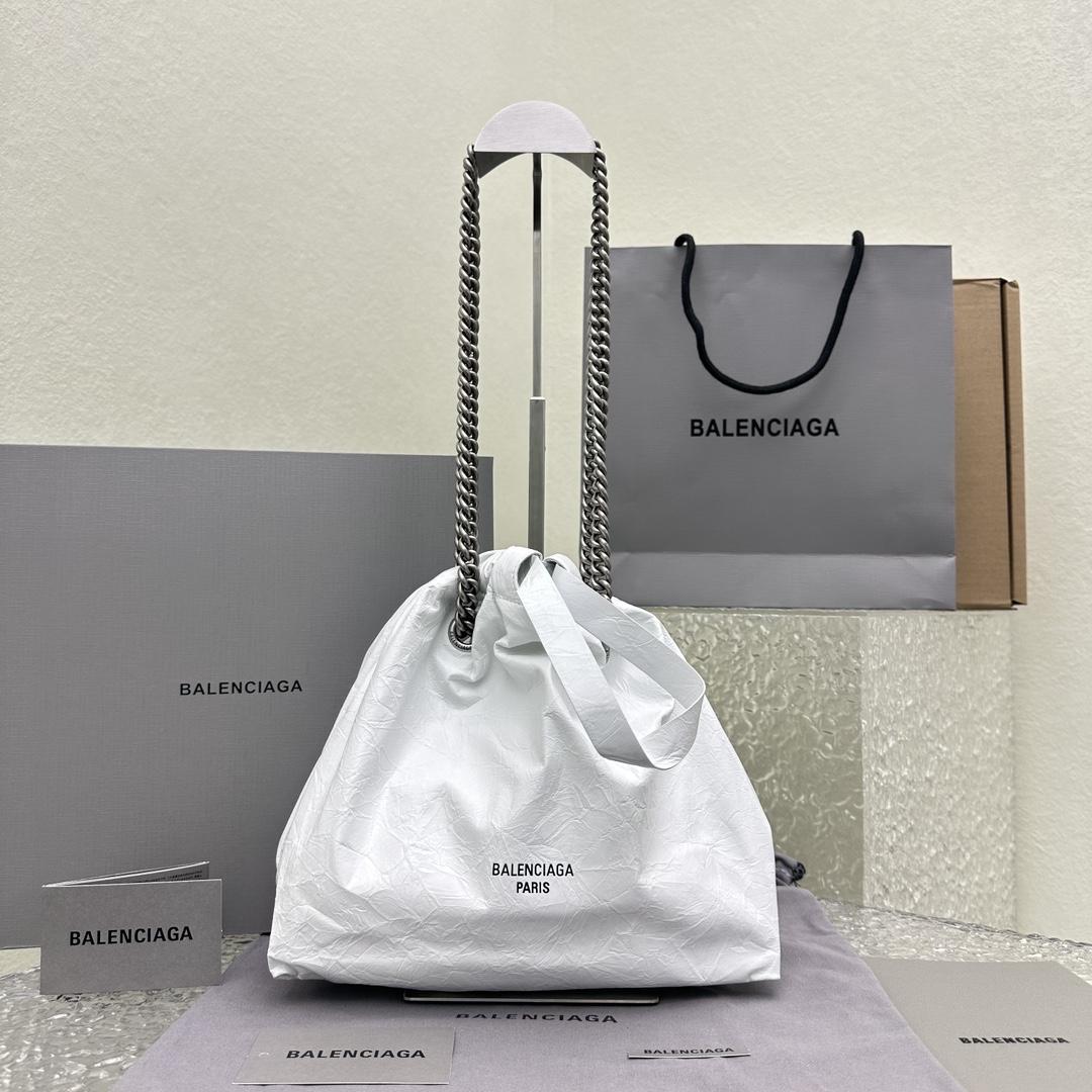 Balenciaga Women's Crush Small Tote Bag In Optic White - everydesigner