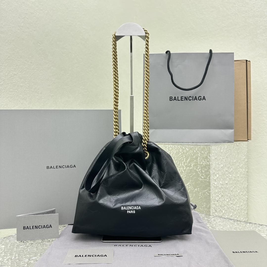 Balenciaga Women's Crush Small Tote Bag In Black - everydesigner