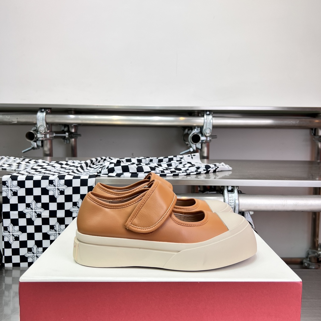 Marni Brown nappa leather mary jane sneaker - everydesigner