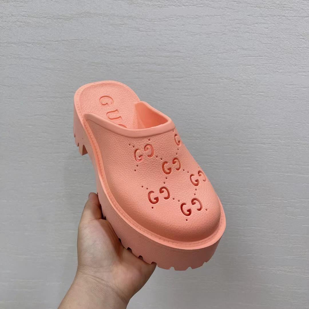 Gucci Pink Rubber Mules - everydesigner