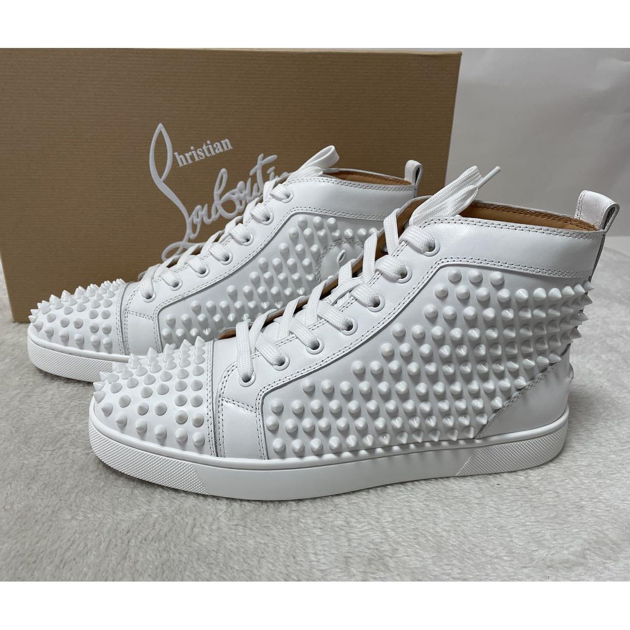 Christian Louboutin Louis Spikes Sneakers - Calf leather And Spikes - White - everydesigner