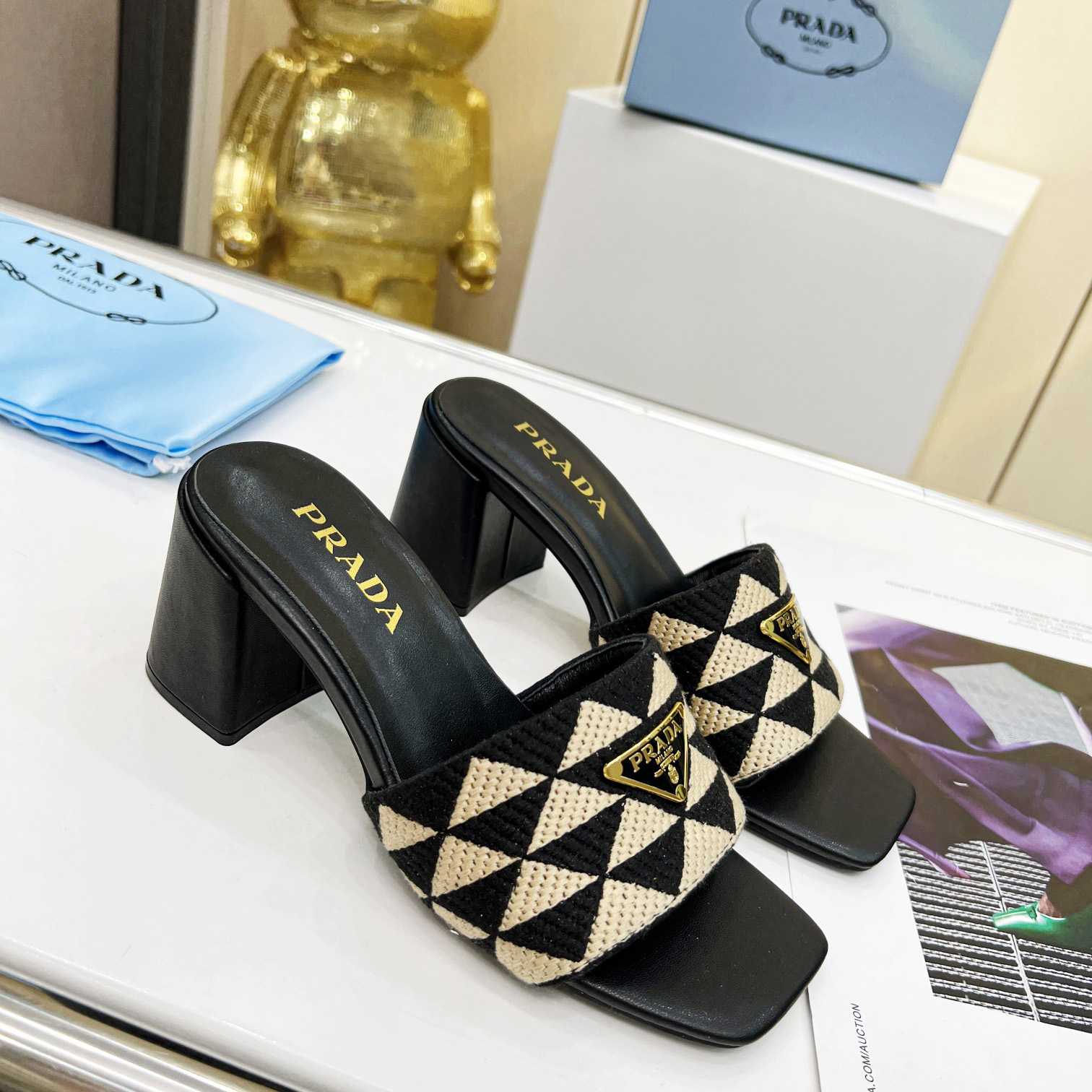 Prada Embroidered Fabric Sandals - everydesigner