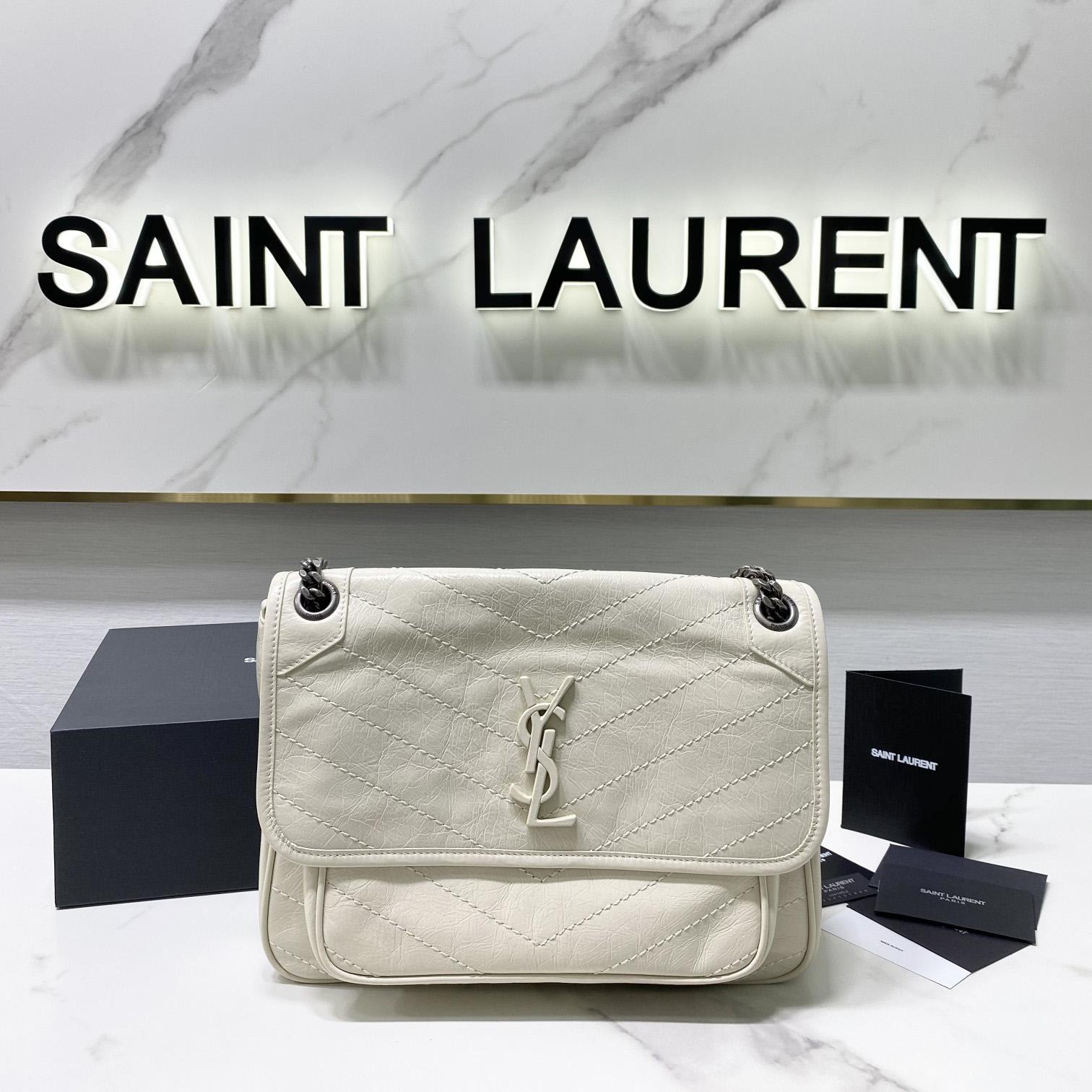 Saint Laurent Niki Medium Chain Bag In Crinkled Vintage Leather  - everydesigner