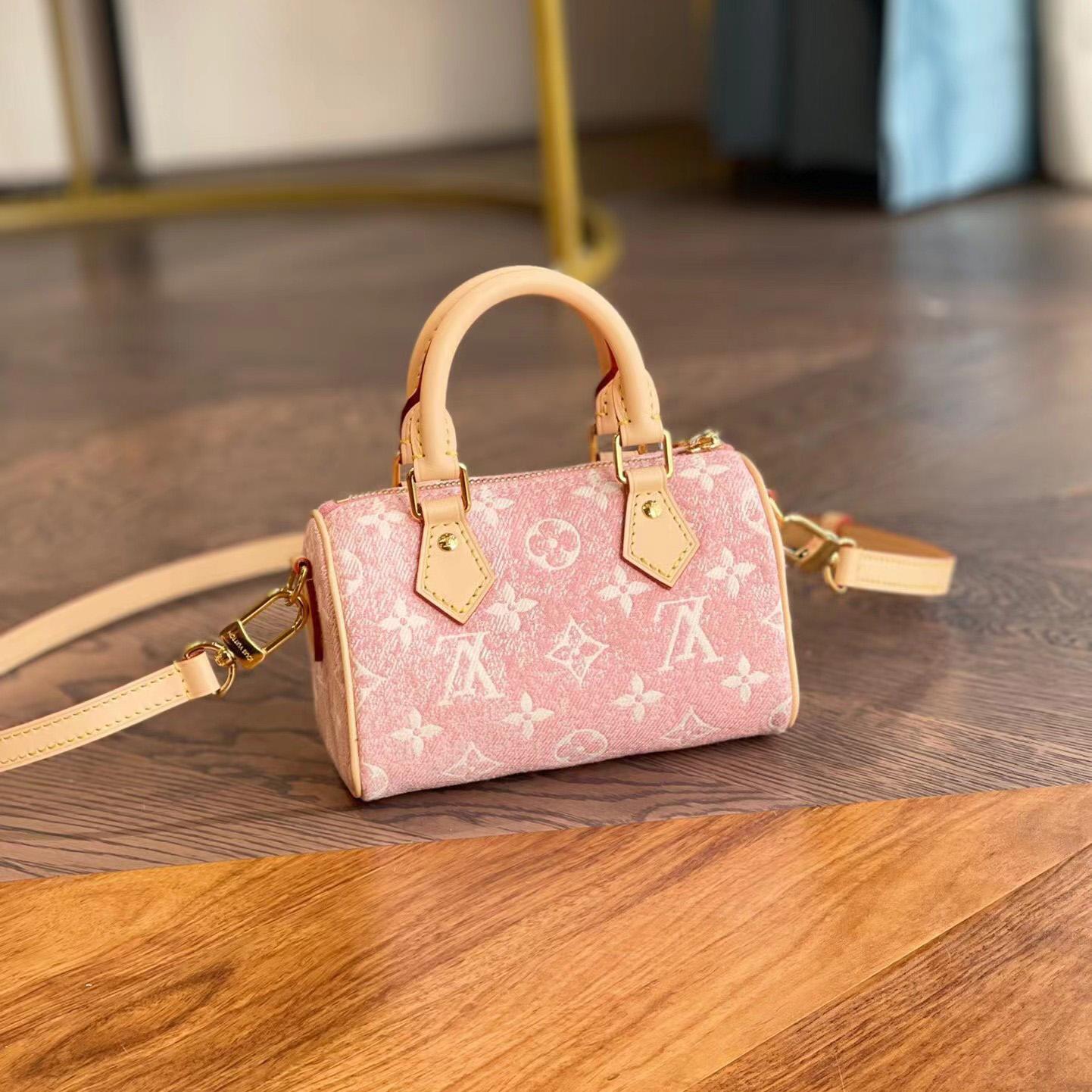 Louis Vuitton Nano Speedy Denim Jacquard Pink(16*10cm)      - everydesigner