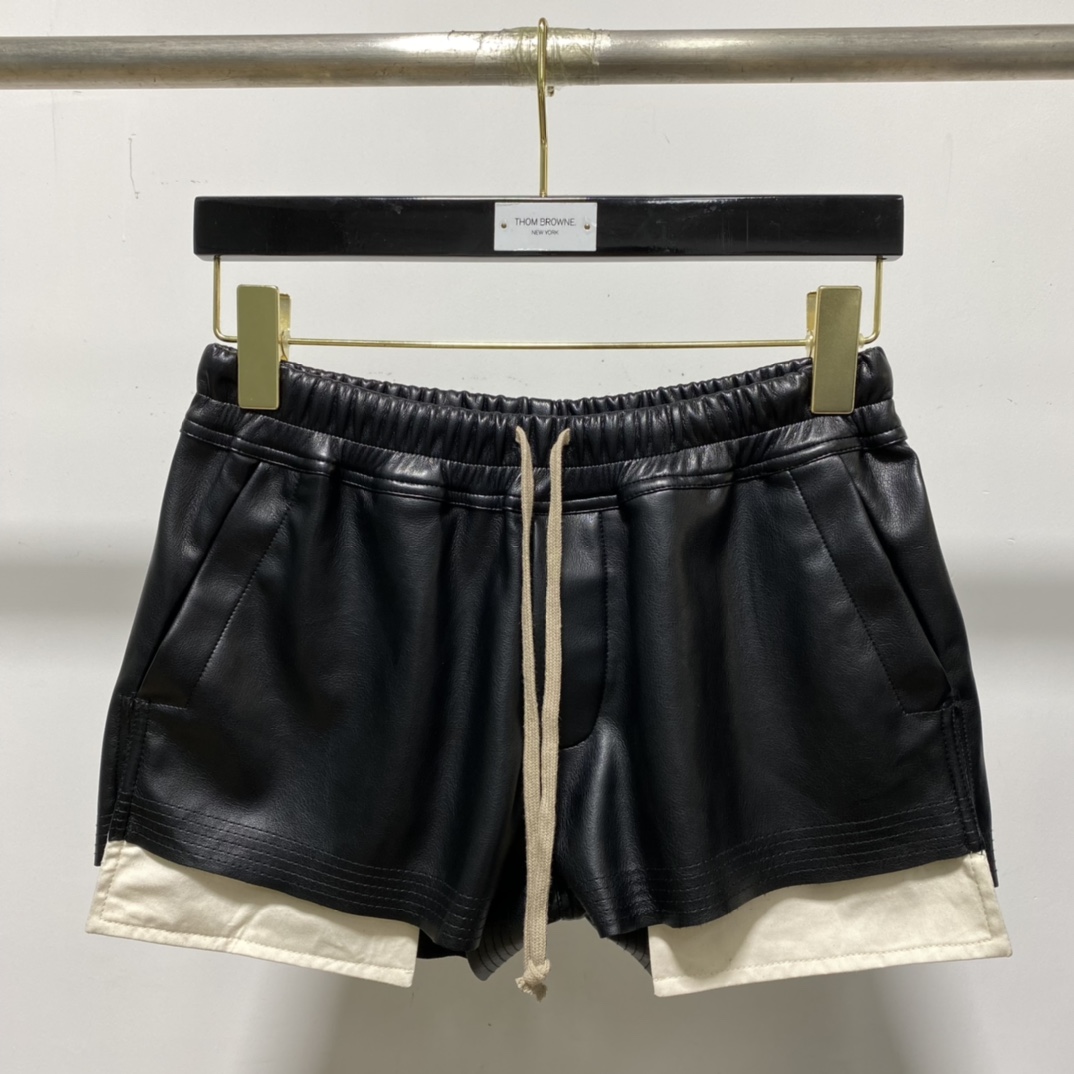 Rick Owens Black Boxer Leather Shorts - everydesigner