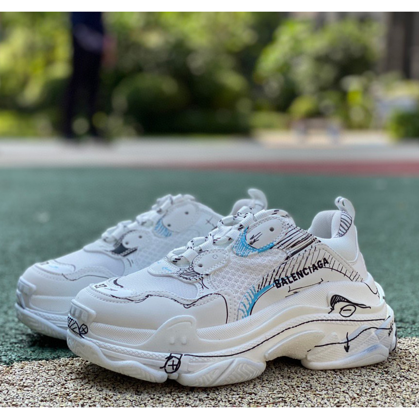 Balenciaga Triple S Sketch Sneaker In White - everydesigner