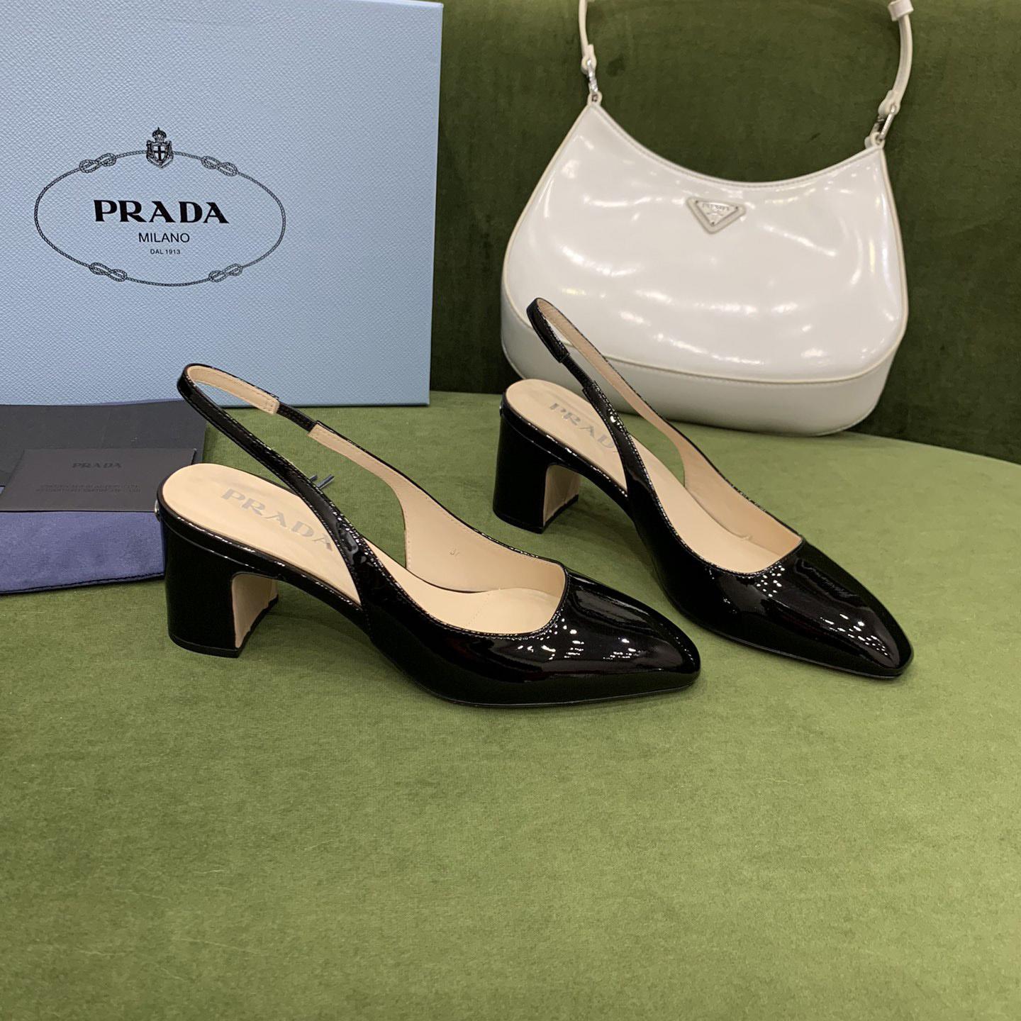 Prada Patent-leather Slingback Pumps - everydesigner