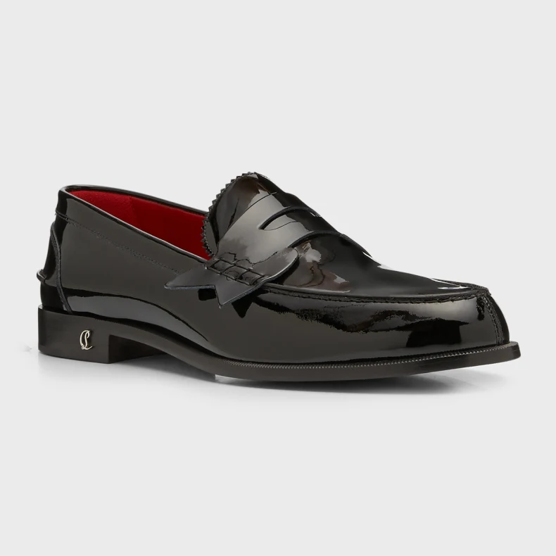 Christian Louboutin Men's No Penny Patent Leather Penny Loafers - everydesigner