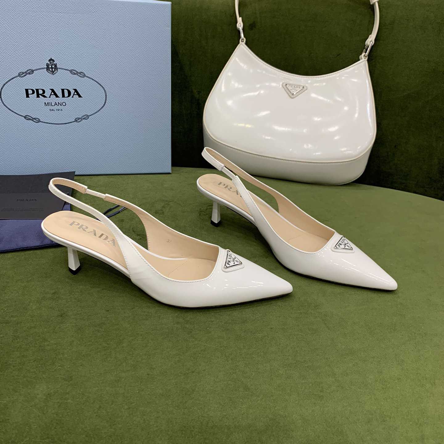 Prada Patent-leather Slingback Pumps - everydesigner