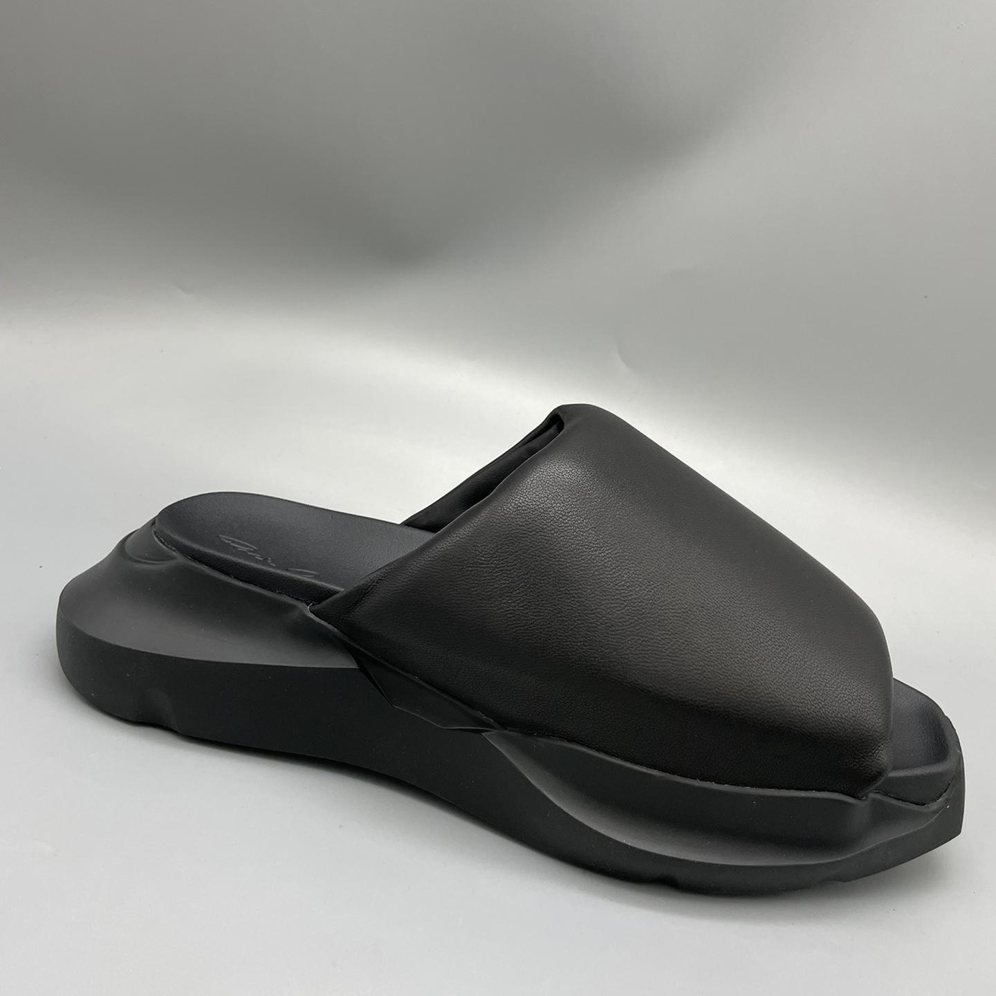 Rick Owens SS23 Edfu Geth Puffer Slide In Black - everydesigner