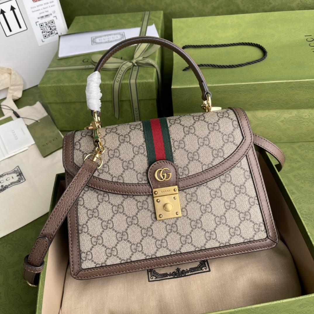 Gucci Ophidia GG Small Top Handle Bag(25-17.5-7cm) - everydesigner