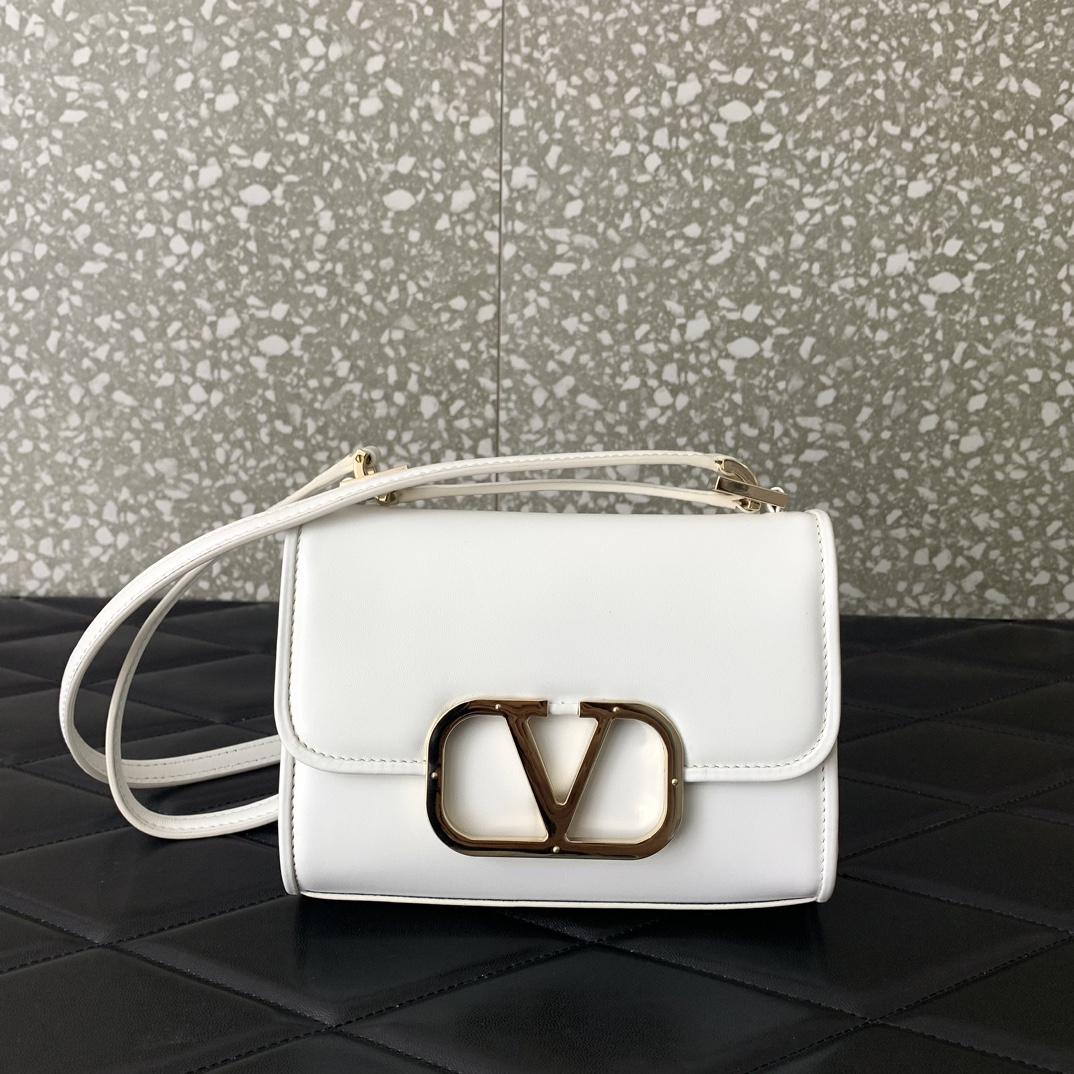 Valenti Small VLogo Type Shoulder Bag In Calfskin - everydesigner