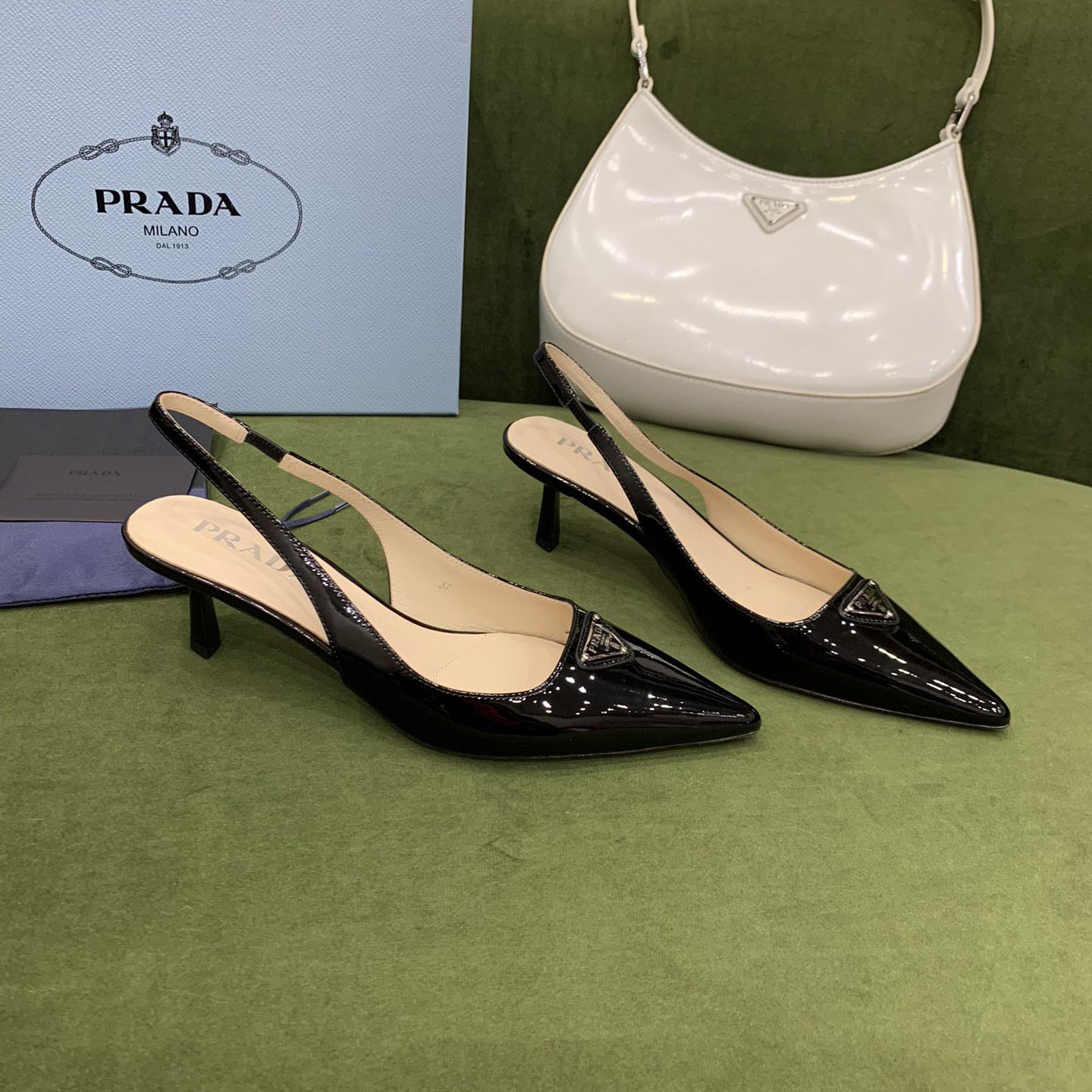 Prada Patent-leather Slingback Pumps - everydesigner