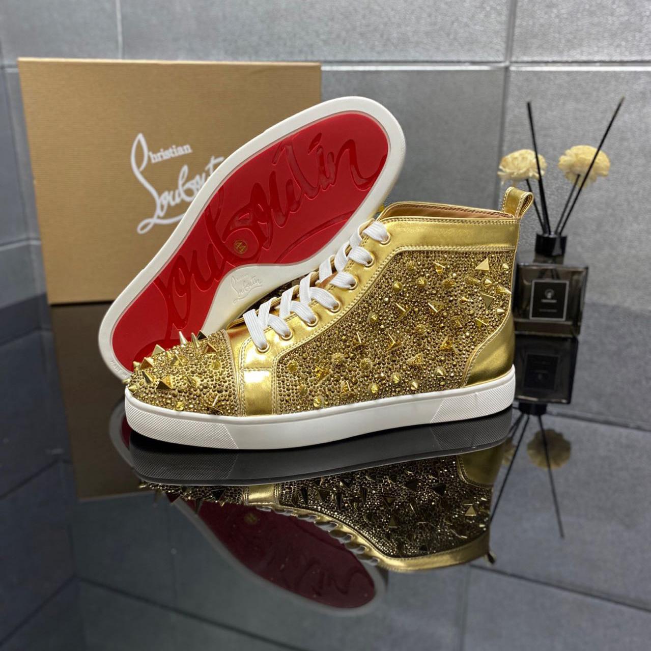 Christian Louboutin Full Diamond High-Top Sneakers - everydesigner