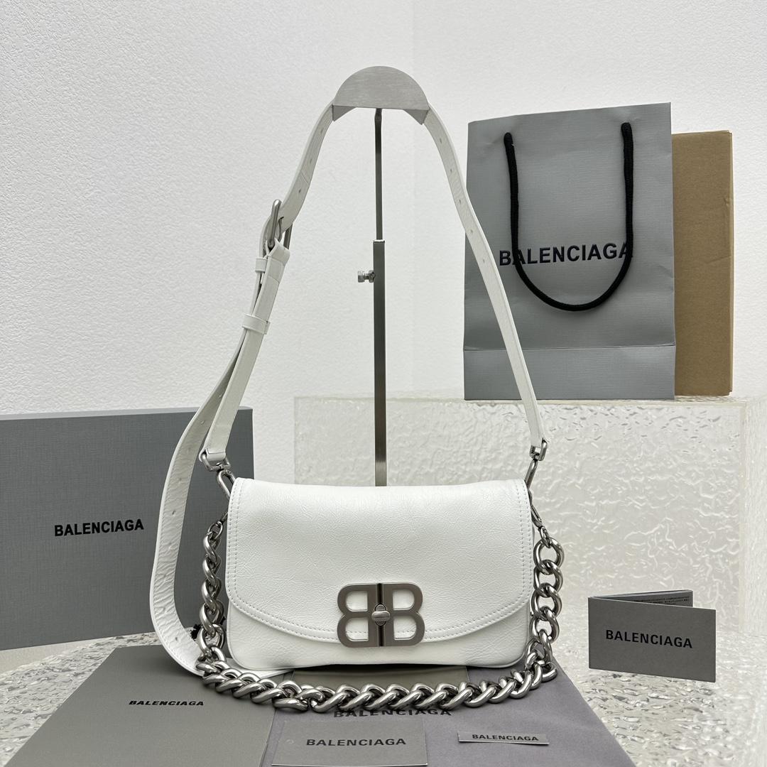 Balenciaga BB Soft Small Flap Bag In Optic White  - everydesigner