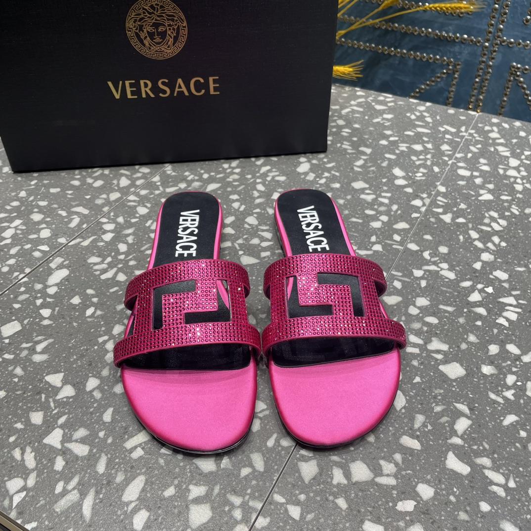 Versace Greca Maze Crystal Flat Sandals - everydesigner