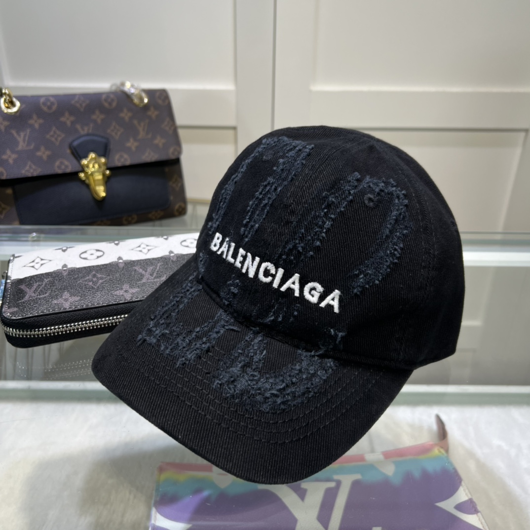 Balenciaga BB Laser Destroyed Cap In Black - everydesigner