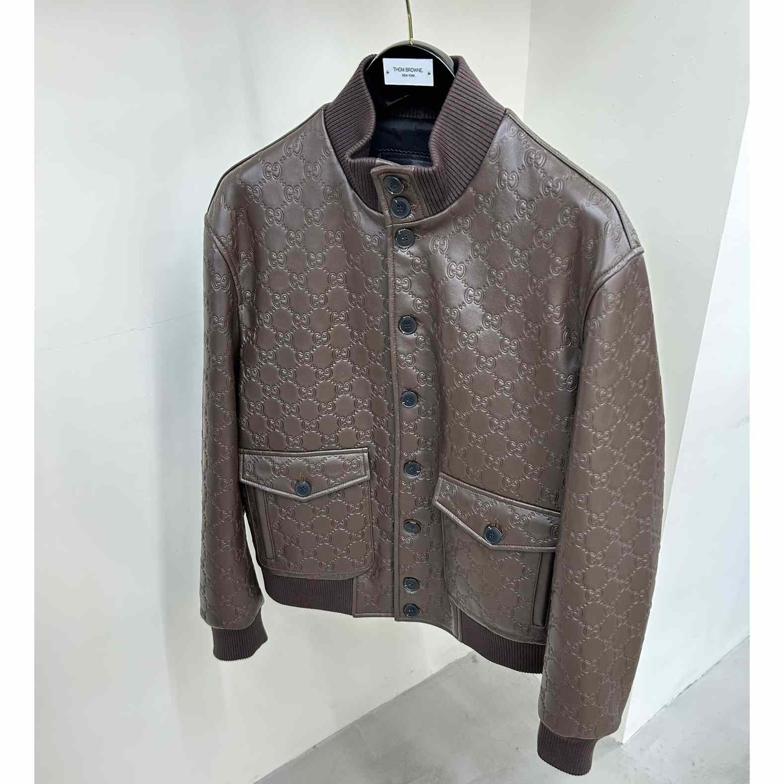 Gucci GG Leather Bomber Jacket - everydesigner