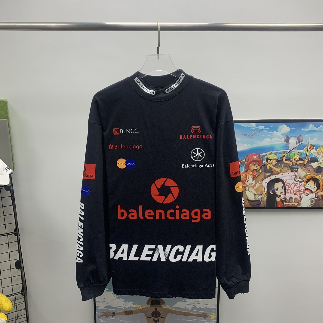 Balenciaga Top League Long Sleeve T-Shirt Oversized In Black - everydesigner