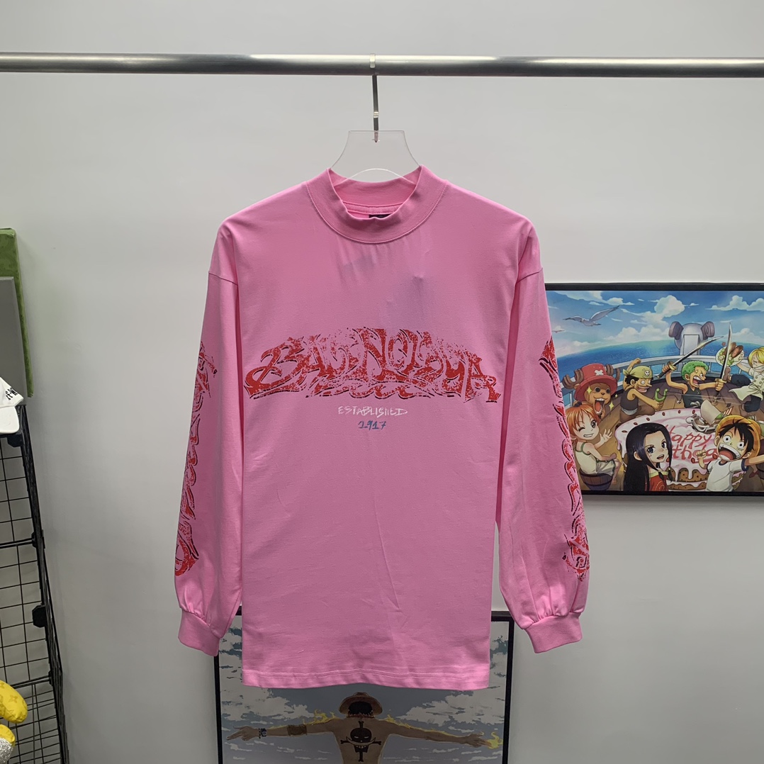 Balenciaga  Long Sleeve T-Shirt Oversized In Pink - everydesigner