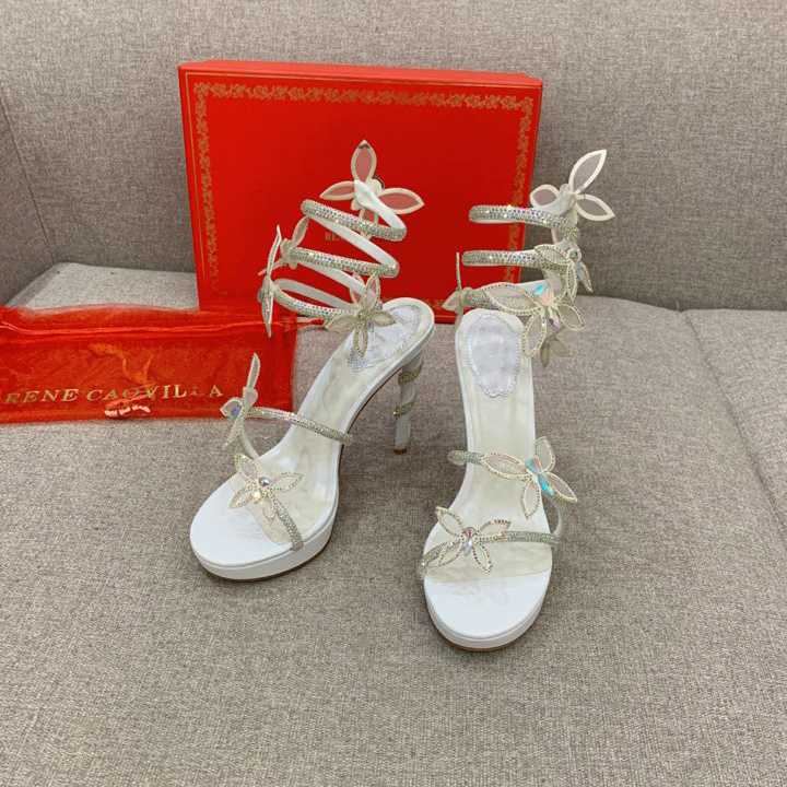 Rene Caovilla Margot Crystal White Platform Sandal 120 - everydesigner