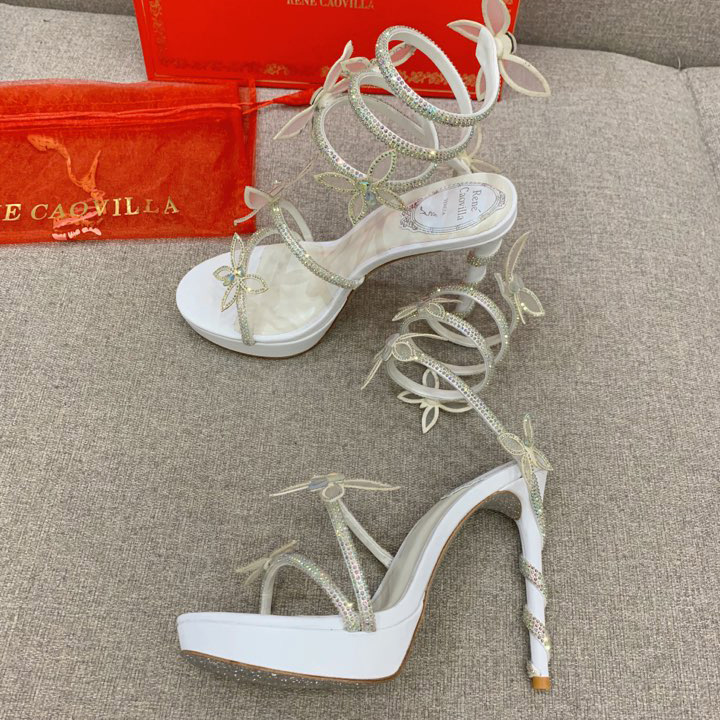 Rene Caovilla Margot Crystal White Platform Sandal 120 - everydesigner