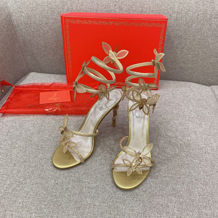 Rene Caovilla Margot Crystal Gold Butterfly Sandal   95 - everydesigner