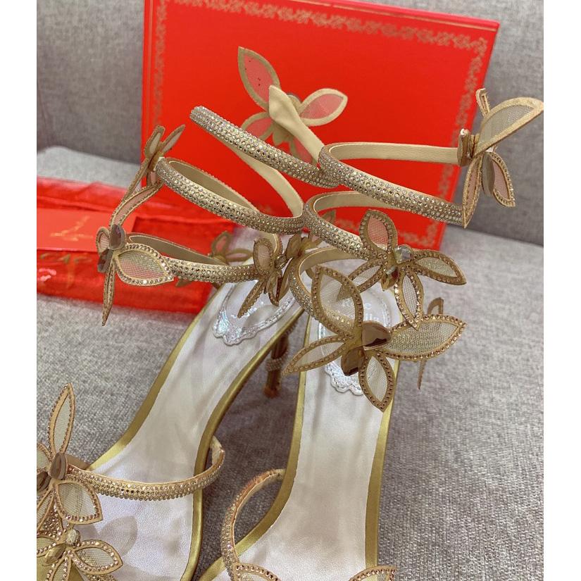 Rene Caovilla Margot Crystal Gold Butterfly Sandal   95 - everydesigner