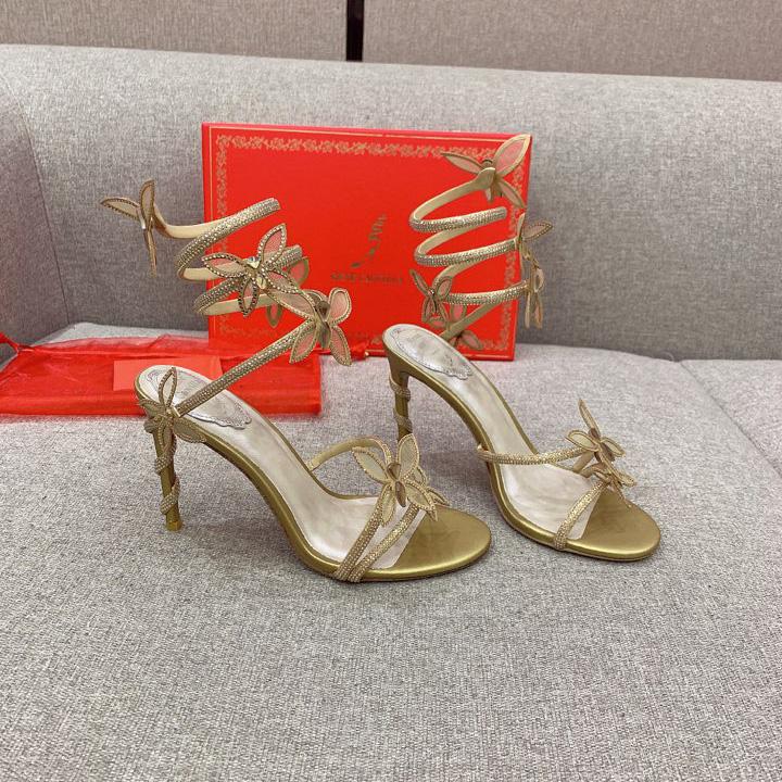 Rene Caovilla Margot Crystal Gold Butterfly Sandal   95 - everydesigner