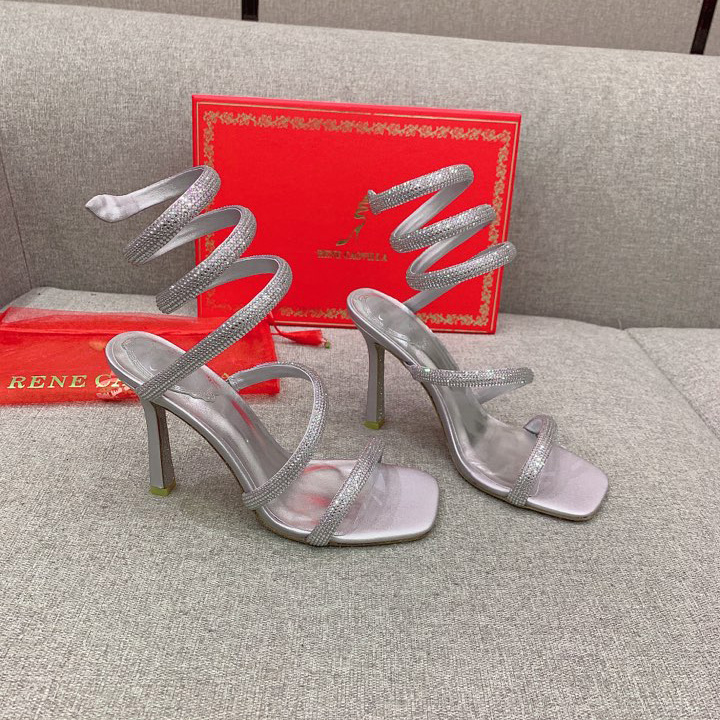 Rene Caovilla Cleo Silver Sandal 105 Crystal - everydesigner