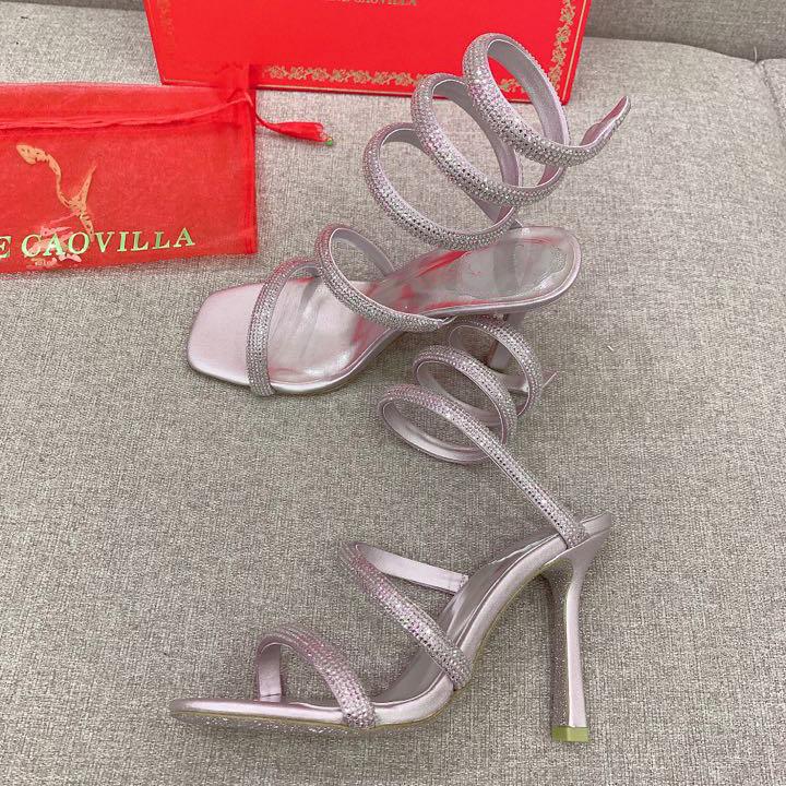 Rene Caovilla Cleo Silver Sandal 105 Crystal - everydesigner