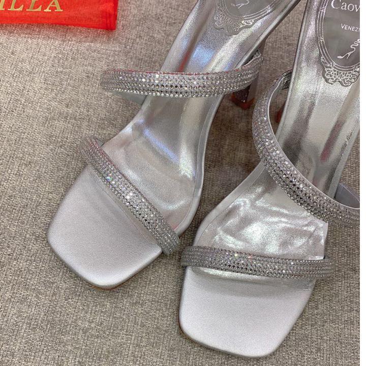 Rene Caovilla Cleo Silver Sandal 105 Crystal - everydesigner