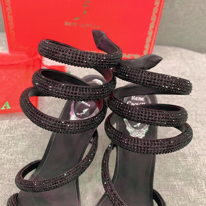 Rene Caovilla Cleo Black Sandal 105 Crystal - everydesigner