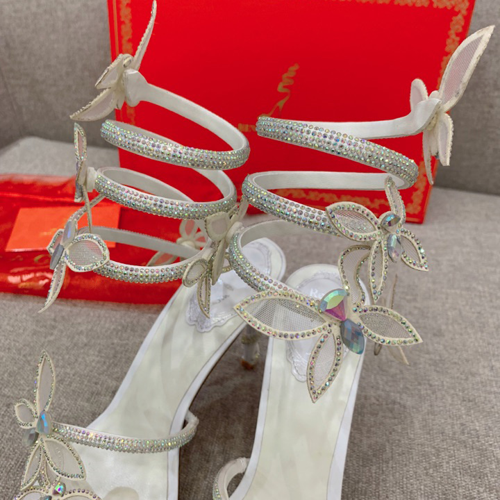 Rene Caovilla Margot Crystal White Sandal   95 - everydesigner