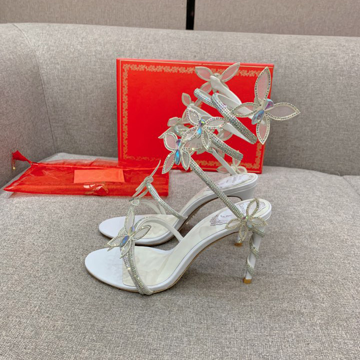 Rene Caovilla Margot Crystal White Sandal   95 - everydesigner