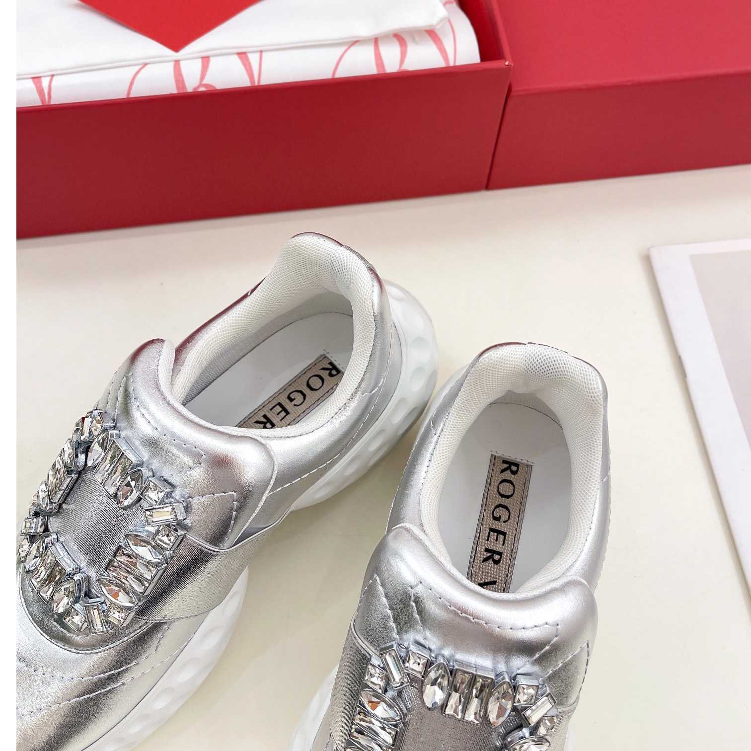 Roger Vivier Viv' Run Light Strass Buckle Sneakers In Fabrics - everydesigner