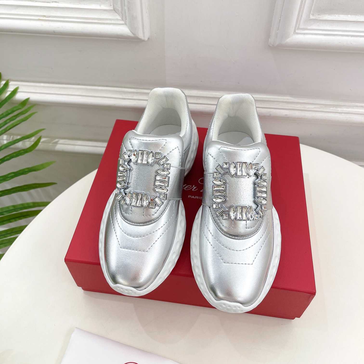 Roger Vivier Viv' Run Light Strass Buckle Sneakers In Fabrics - everydesigner