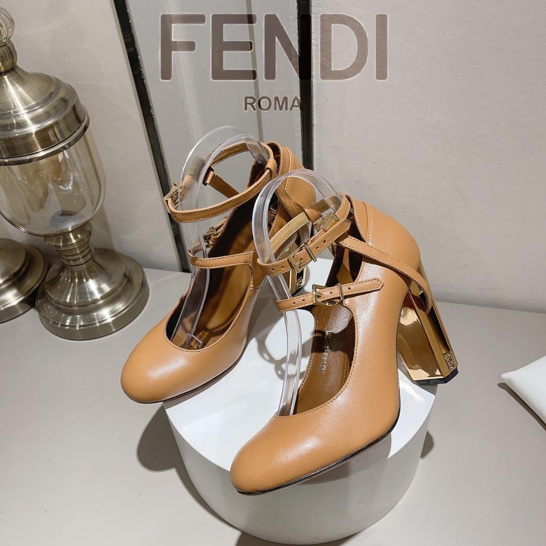 Fendi Delfina Dove Grey Leather High-heeled Court Shoes - everydesigner