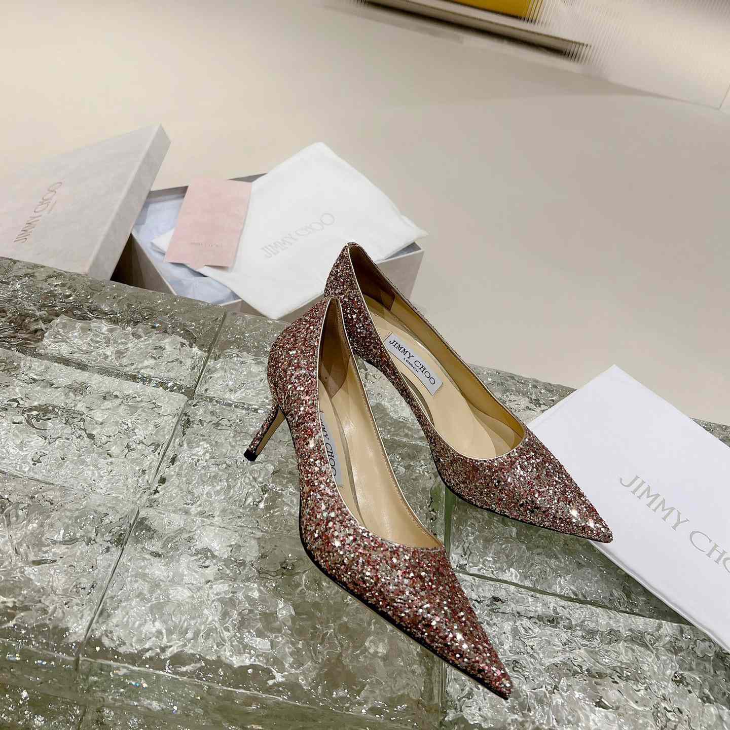 Jimmy Choo Love 65mm Glitter-detail Pumps - everydesigner